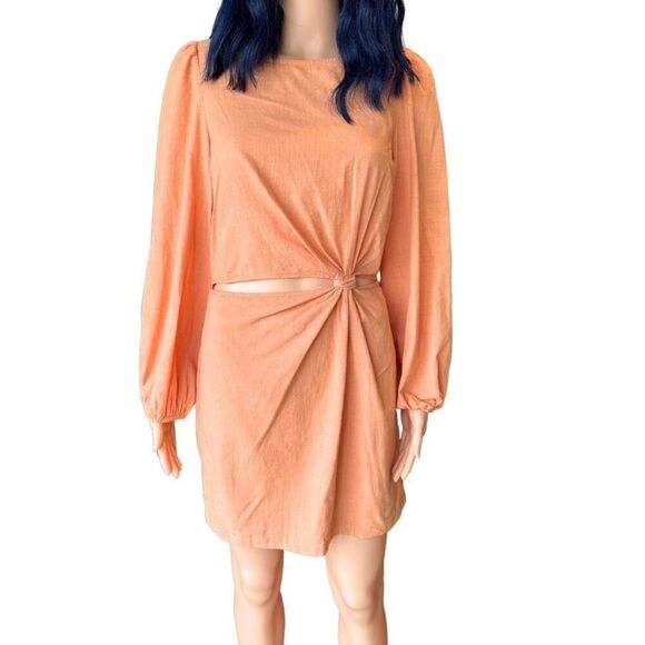 NEW And Now This Orange Twist Cutout Cotton Mini Dress Size Small Summer - Picture 2 of 7